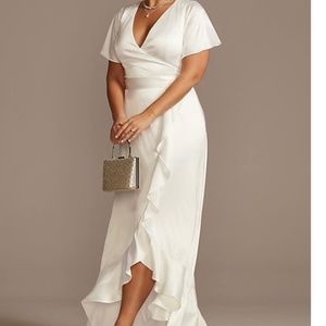 Flutter sleeve Satin Dress